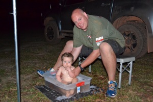 Campsite Bathtime for Harper @ Bramwell Station...That water was clean when she went in...