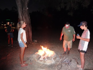 Brooke, Paul and Ethan setting up the fire