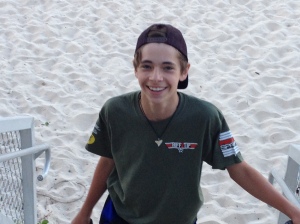 Ethan enjoying his feet in the sand